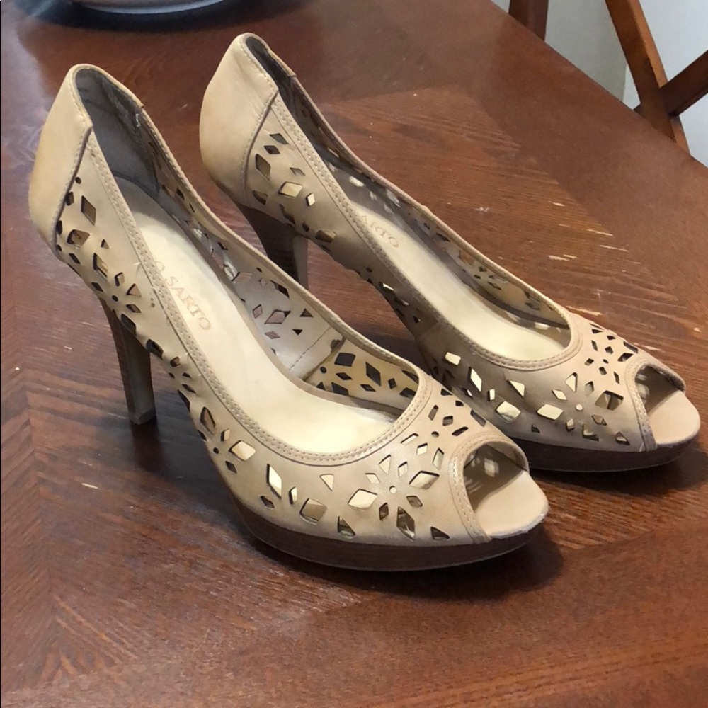 Franco Sarto Nude Cut Out 3 Inch Heels